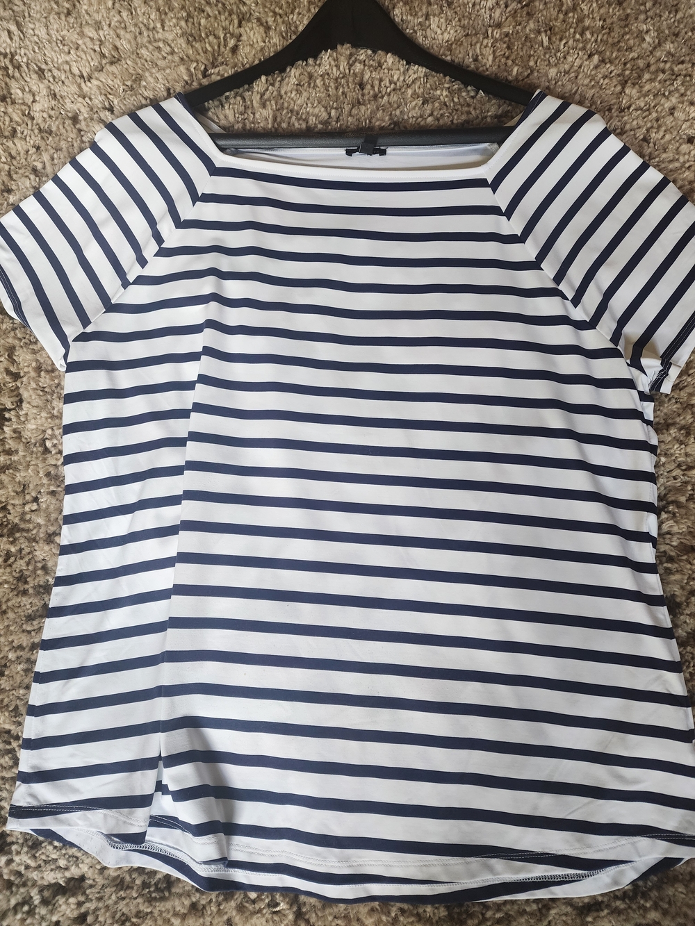 Talbots Navy and White Striped Short Sleeve Tee